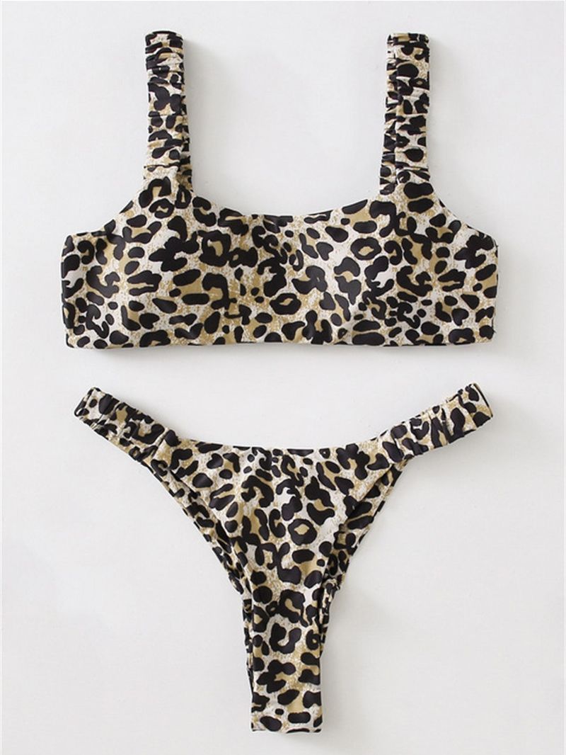 Sexy Micro Bikini 2026 Women Orange Leopard Push Up Padded Thong Swimsuit Female Cut Out Bathing