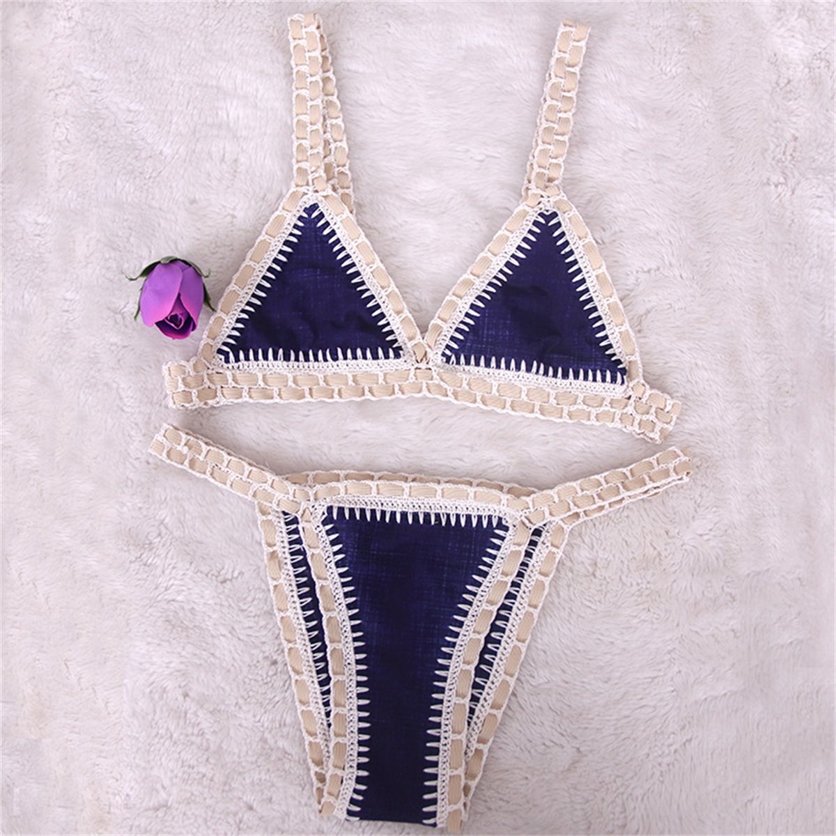 Pink Crochet Bikini 2026 Sexy Women Swimsuit Female Swimwear Micro Bikini Set Bandeau Swimming Suit
