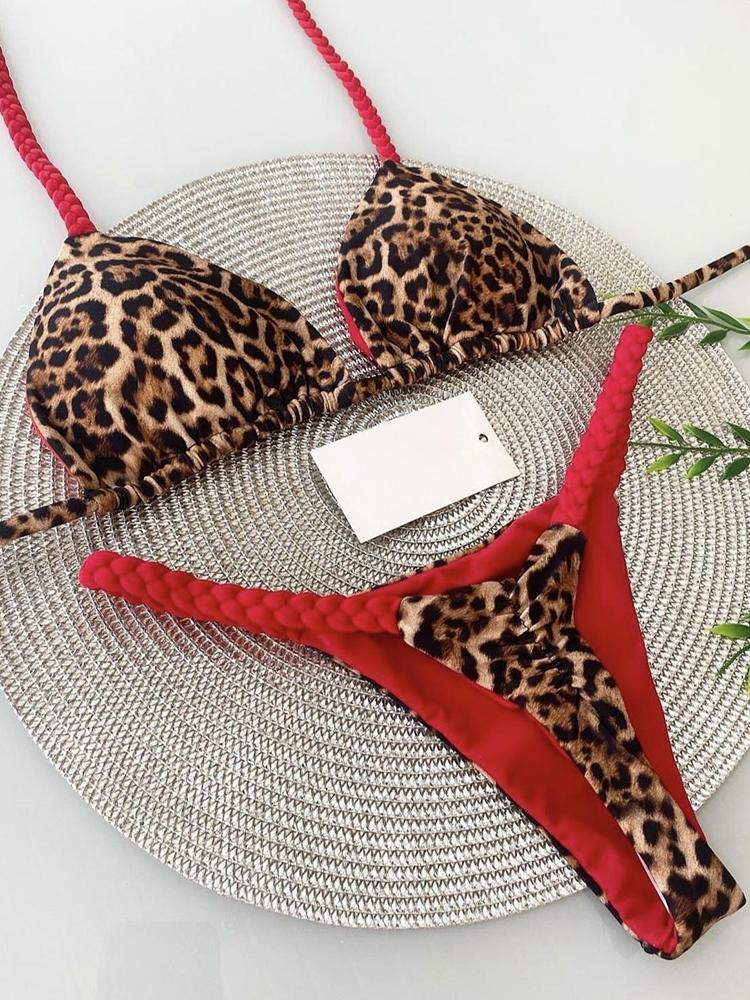 RUOTONGSEPT Swimwear Women Leopard Print Brazilian Bikini Set Sexy Thong Swimsuit Two Pieces Bathing