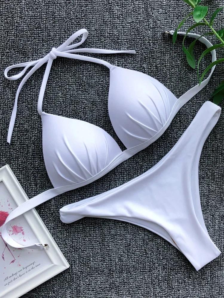 2026 Halter Bra Cup Bikini Women Swimsuit Female Push Up Swimwear Two Pieces Bikini Set Brazilian