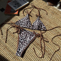 Sexy Leopard Bikini Suit Women Strap Push Up Swimsuit Three Points Bikini Set Low Waist Swimwear