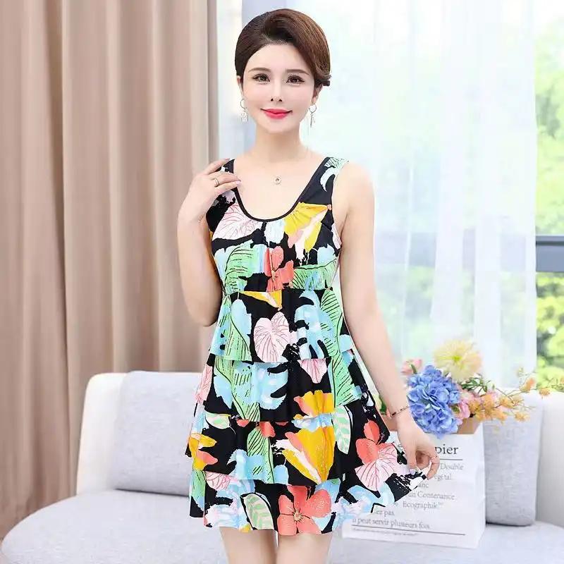 Swimsuit for female adults, covering the belly to show off weight new conservative split style