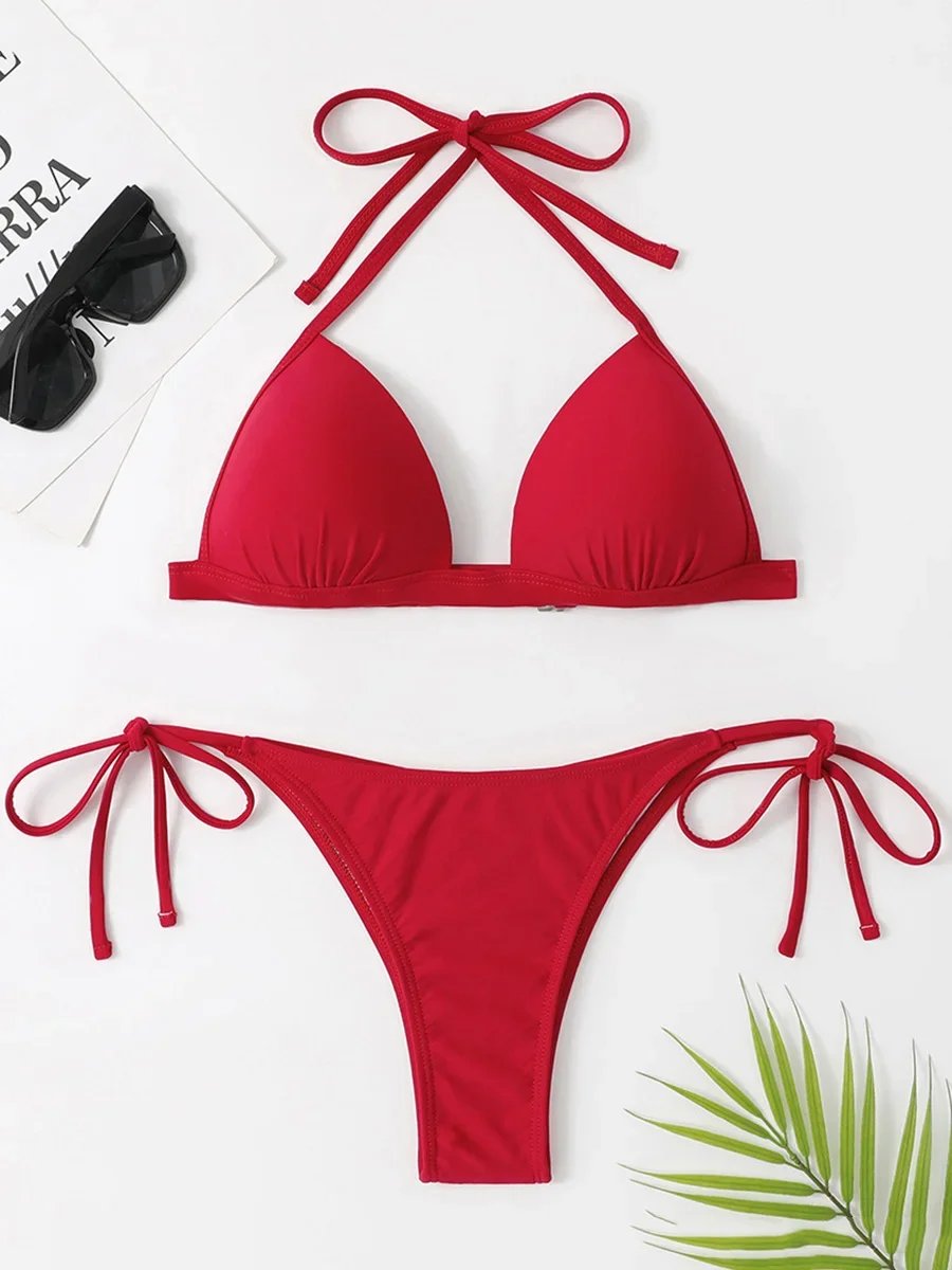 2026 Halter Bra Cup Bikini Women Swimsuit Female Push Up Swimwear Two Pieces Bikini set Brazilian