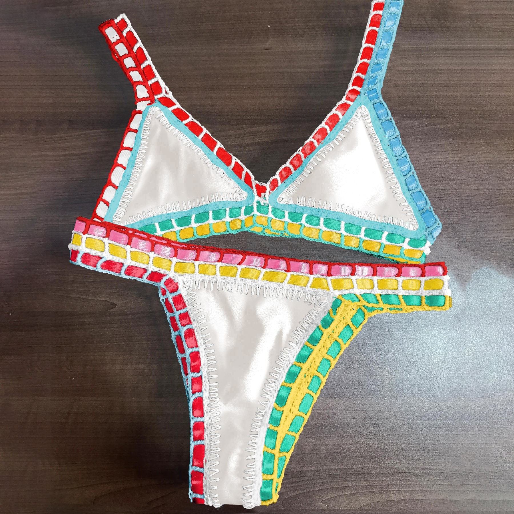 Pink Crochet Bikini 2026 Sexy Women Swimsuit Female Swimwear Micro Bikini Set Bandeau Swimming Suit