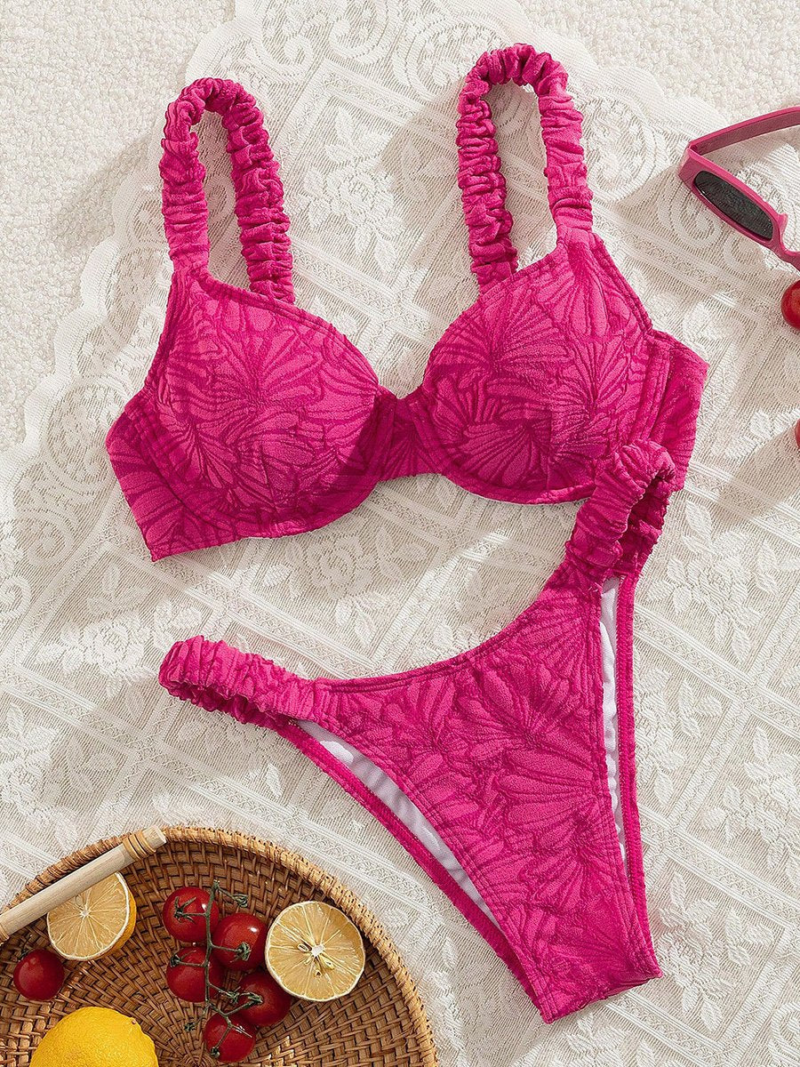 S - XL Printed Underwired Bikini Women Swimwear Female Swimsuit Two-pieces Bikini Set High Cut