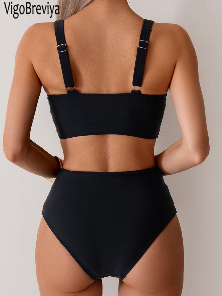 VigoBreviya 2026 Sexy Solid Strapped Swimwear Women Cross Push Up Bikini Set Brazilian Lady Swimsuit