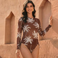 Women's Two Piece Swimwear Long Sleeve Mesh Swimsuit UPF 50+ High Elasticity Padded 2026 New Beach