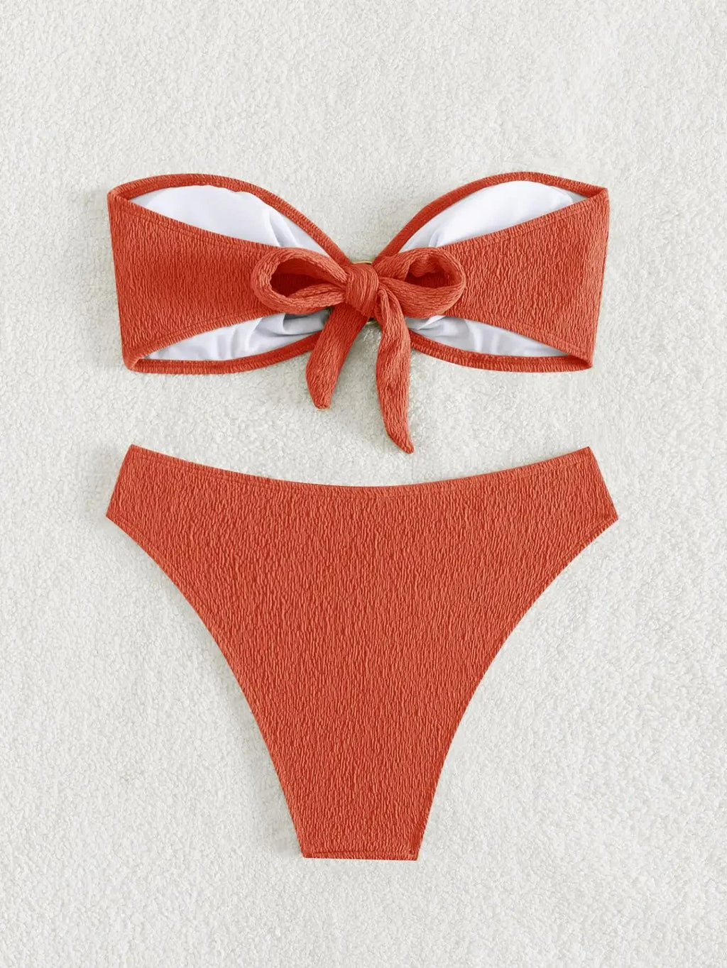 Sexy Bandeau Bikinis Sets Women Metal Ring Linked Push Up Micro Swimsuit 2026 Solid Bathing Suit