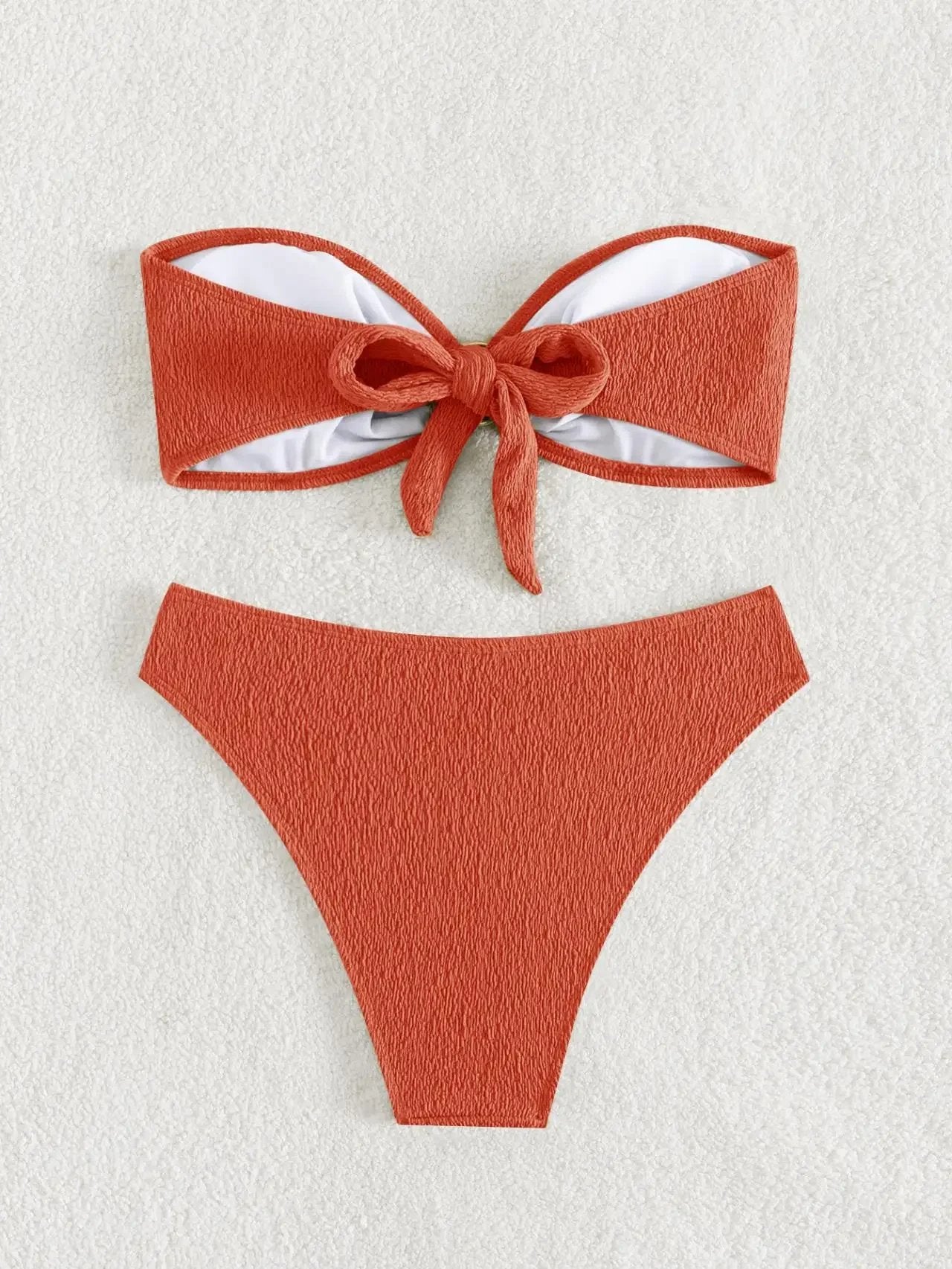 Sexy Bandeau Bikinis Sets Women Metal Ring Linked Push Up Micro Swimsuit 2026 Solid Bathing Suit