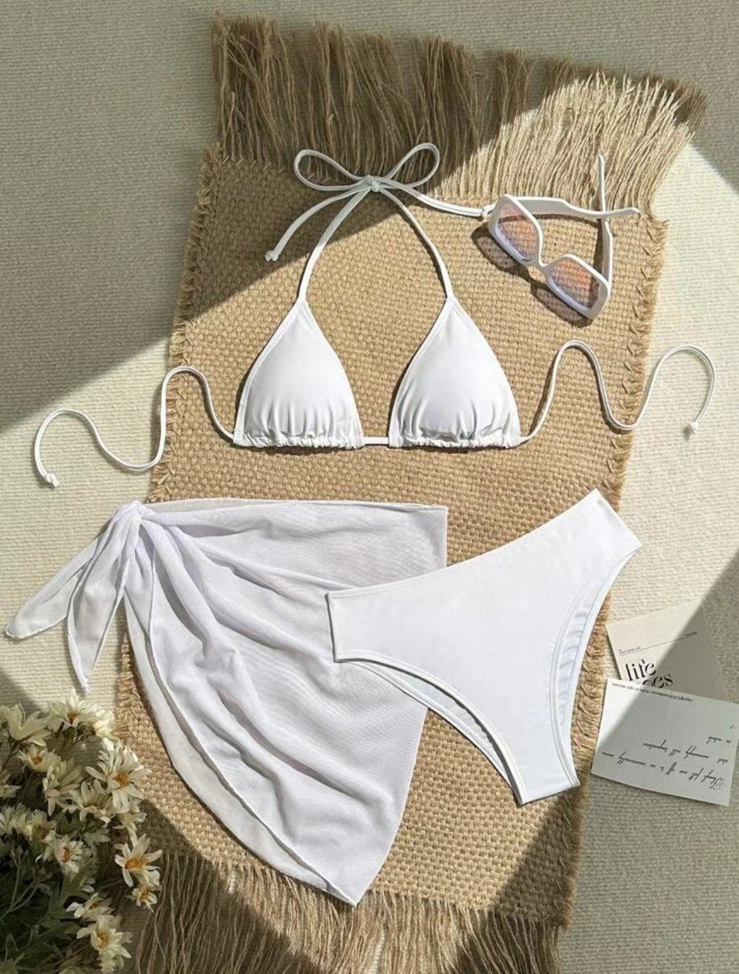 Women pink micro mini string bikini sets 4 pieces with mesh cover tops and skirt swimsuit bathing