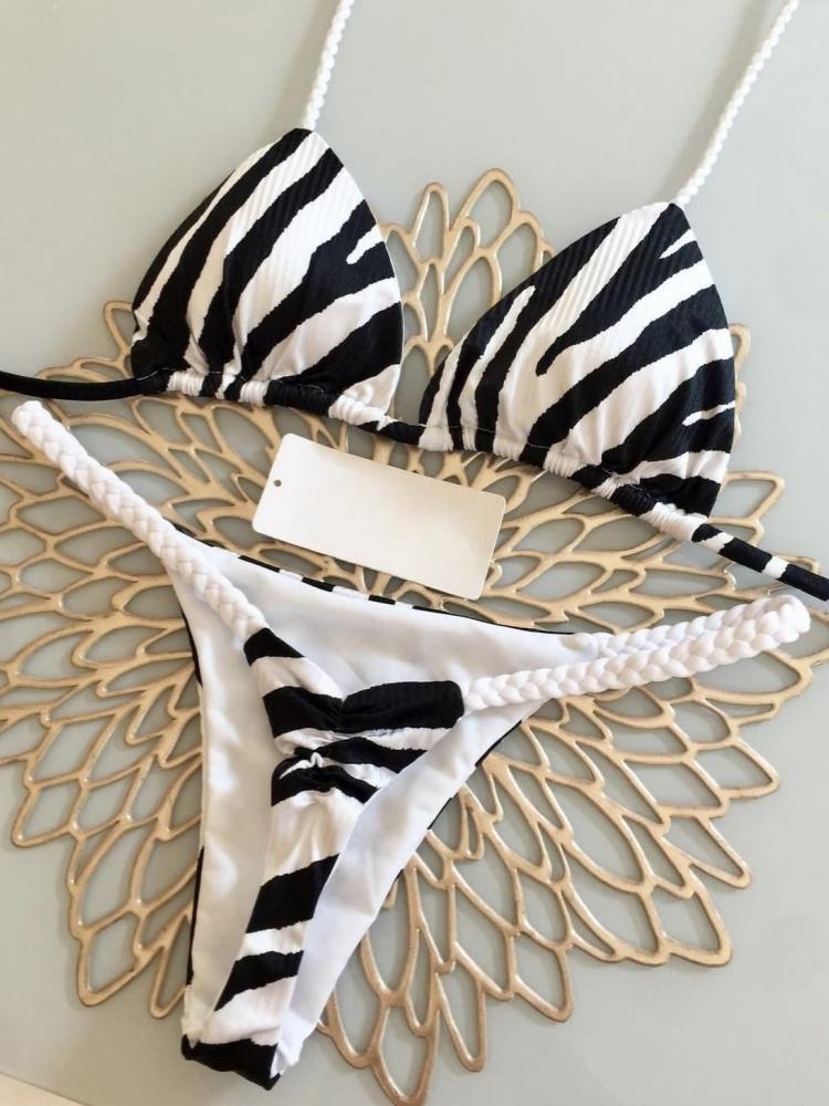 Bikini High Waist Swimsuit Sexy Thong Bikini Set Zebra Print Women Brazilian Swimwear 2026 New