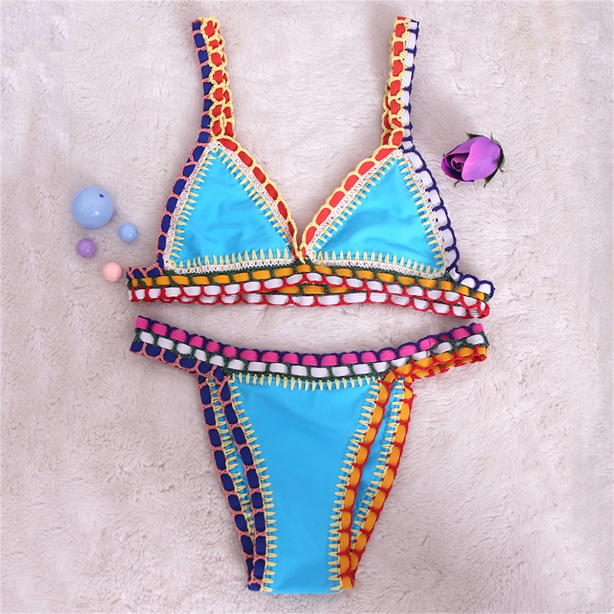 Pink Crochet Bikini 2026 Sexy Women Swimsuit Female Swimwear Micro Bikini Set Bandeau Swimming Suit