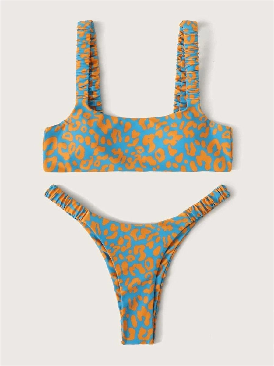 Sexy Micro Bikini 2026 Women Orange Leopard Push Up Padded Thong Swimsuit Female Cut Out Bathing