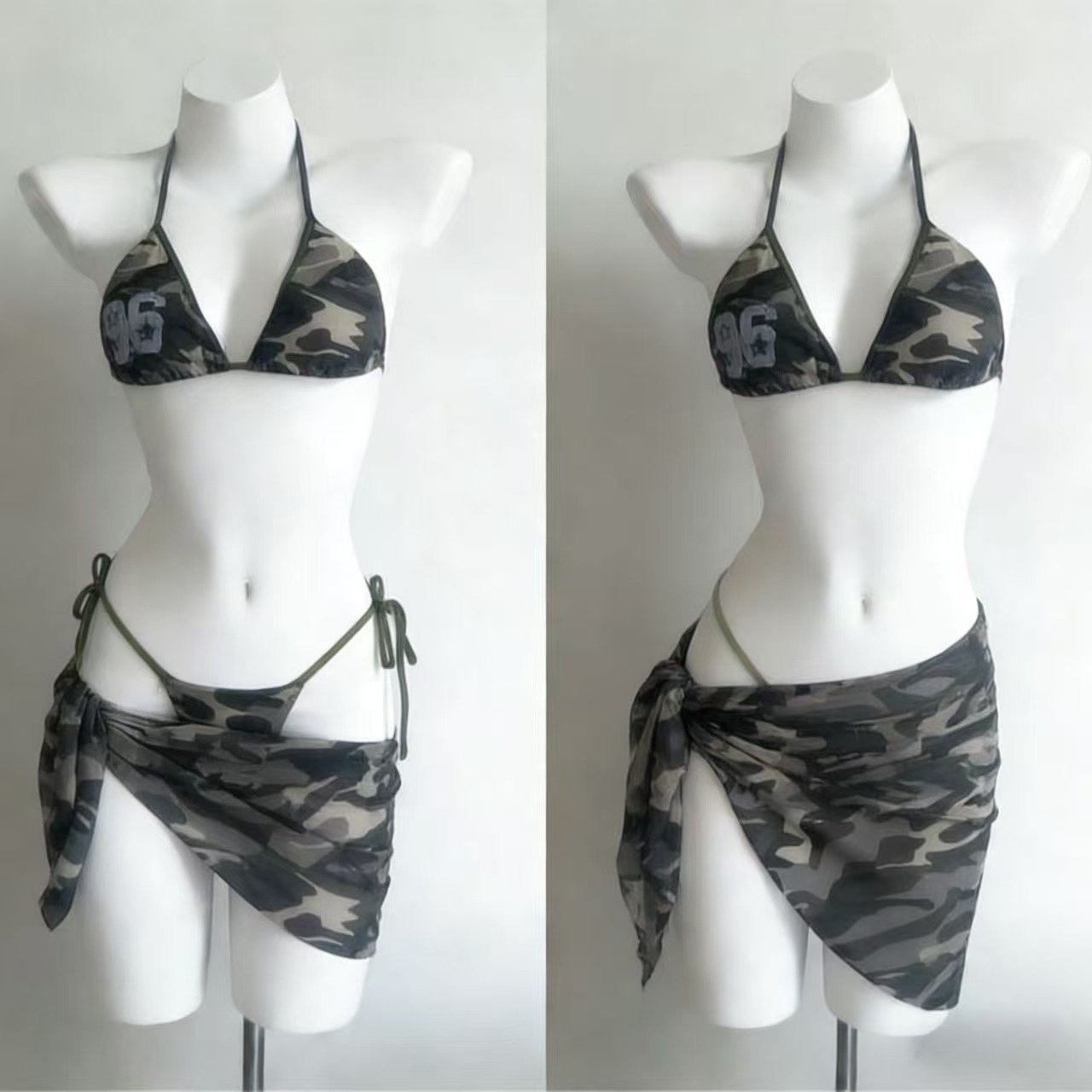 Sexy Lace Up Back Two Piece Bikini Set High Cut Leg Push Up Tops Stylish Swimwear Beach Bathing Suit