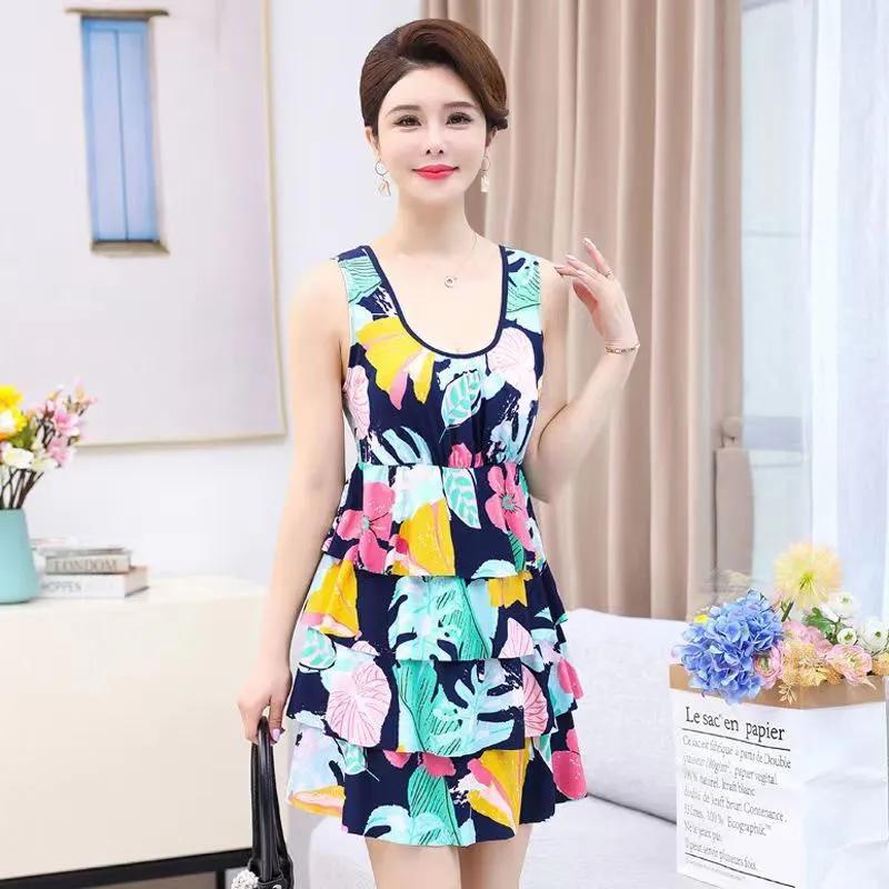 Swimsuit for female adults, covering the belly to show off weight new conservative split style