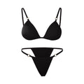 Ladies Sexy Solid Color Sling Bikini Set Metal Buckle Decorated Brazilian Swimwear Beach Vacation