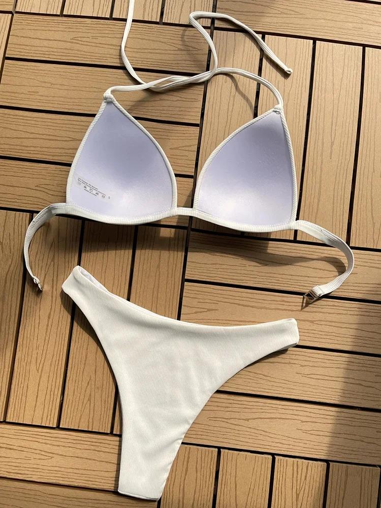 2026 Halter Bra Cup Bikini Women Swimsuit Female Push Up Swimwear Two Pieces Bikini Set Brazilian