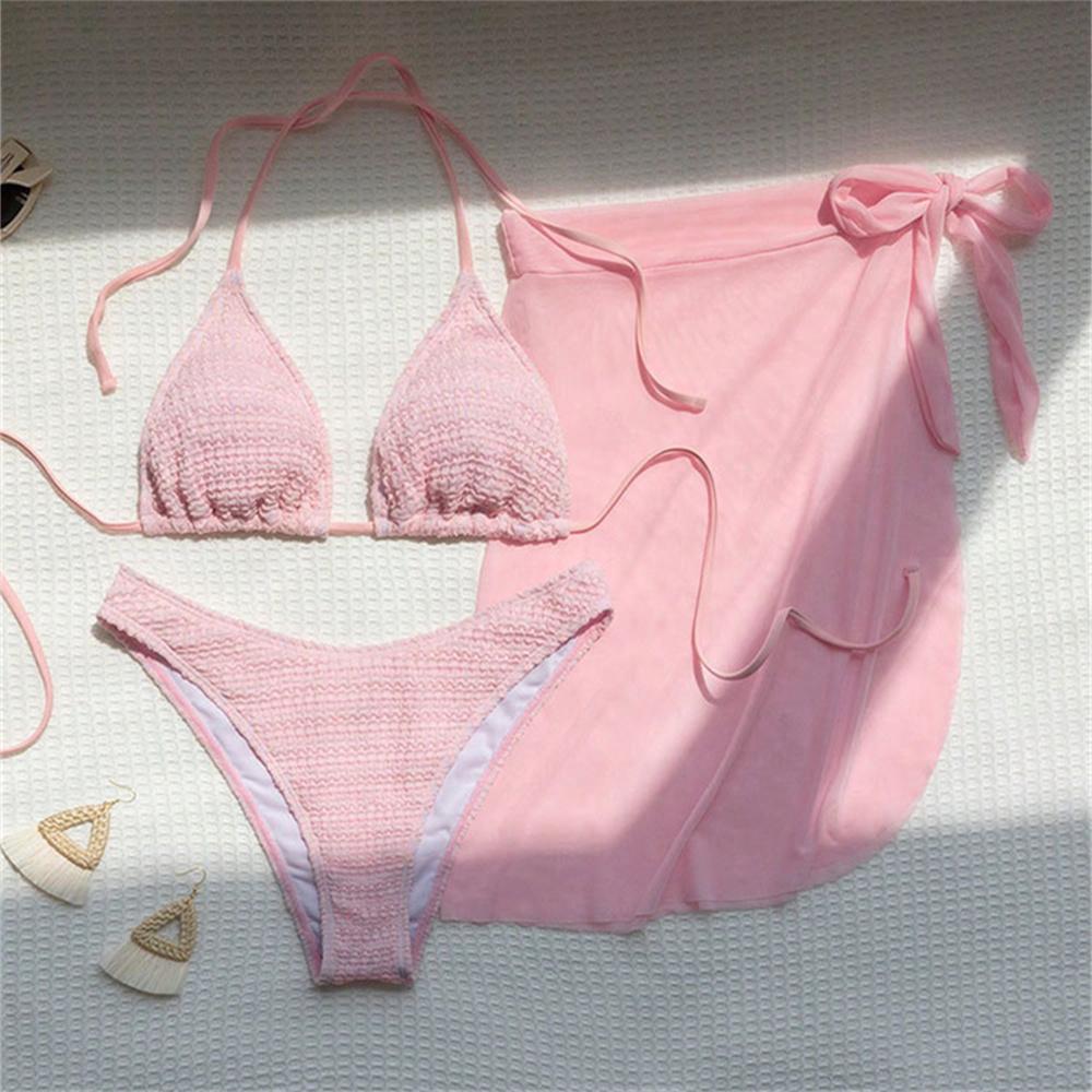 Sexy Pink Bikini Extrem String Backless Swimwear Mesh Skirt Women Push Up Swimsuit Black Y2K Thong