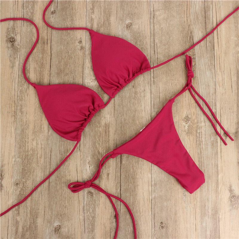 Summer Swimsuit Women Sexy Bikini Set Push-up Padded Bra Thong Two Pieces Swimwear Beachwear Bathing
