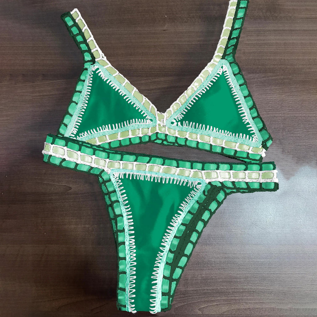 Pink Crochet Bikini 2026 Sexy Women Swimsuit Female Swimwear Micro Bikini Set Bandeau Swimming Suit