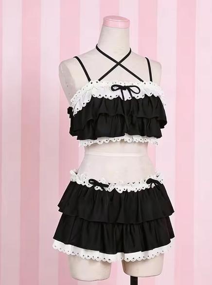 Sexy Lace Up Back Two Piece Bikini Set High Cut Leg Push Up Tops Stylish Swimwear Beach Bathing Suit