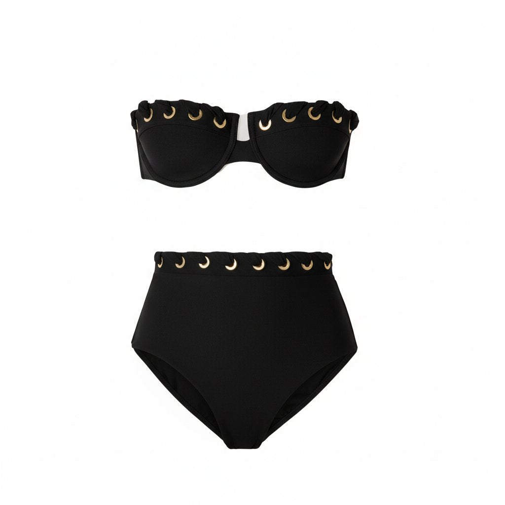 Sexy Underwire Bikini Swimsuit Braid High Waist Swimwear Women Brazilian Bikini Push Up Bathing Suit