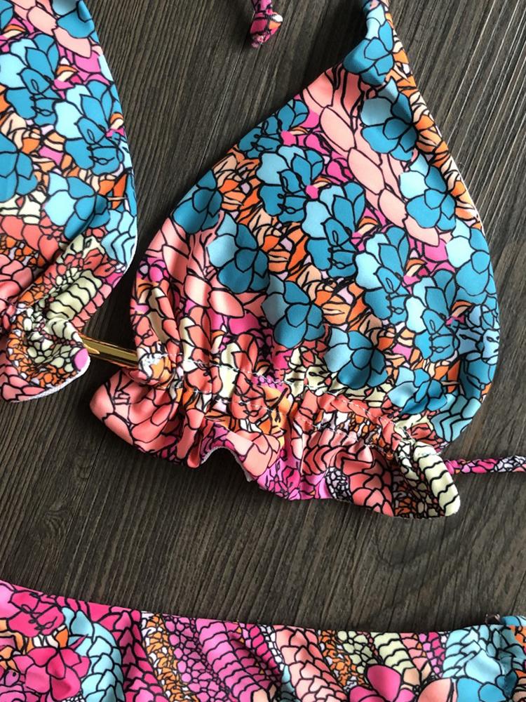 2026 Sexy Bikini Floral Print Swimwear String Bikini Set Push Up Swimsuit Bikinis Women Biquini
