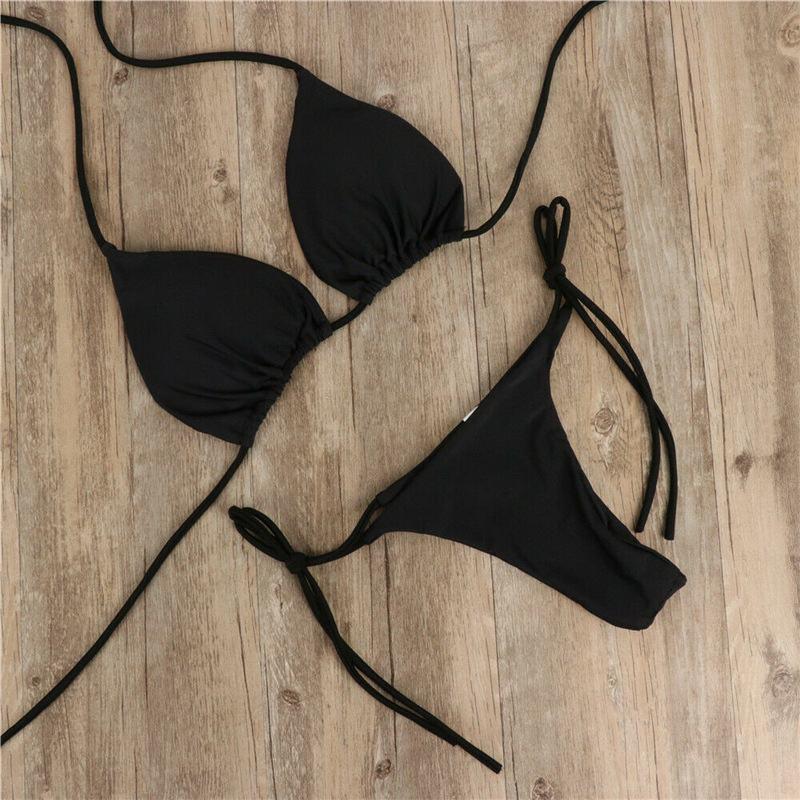 Summer Swimsuit Women Sexy Bikini Set Push-up Padded Bra Thong Two Pieces Swimwear Beachwear Bathing