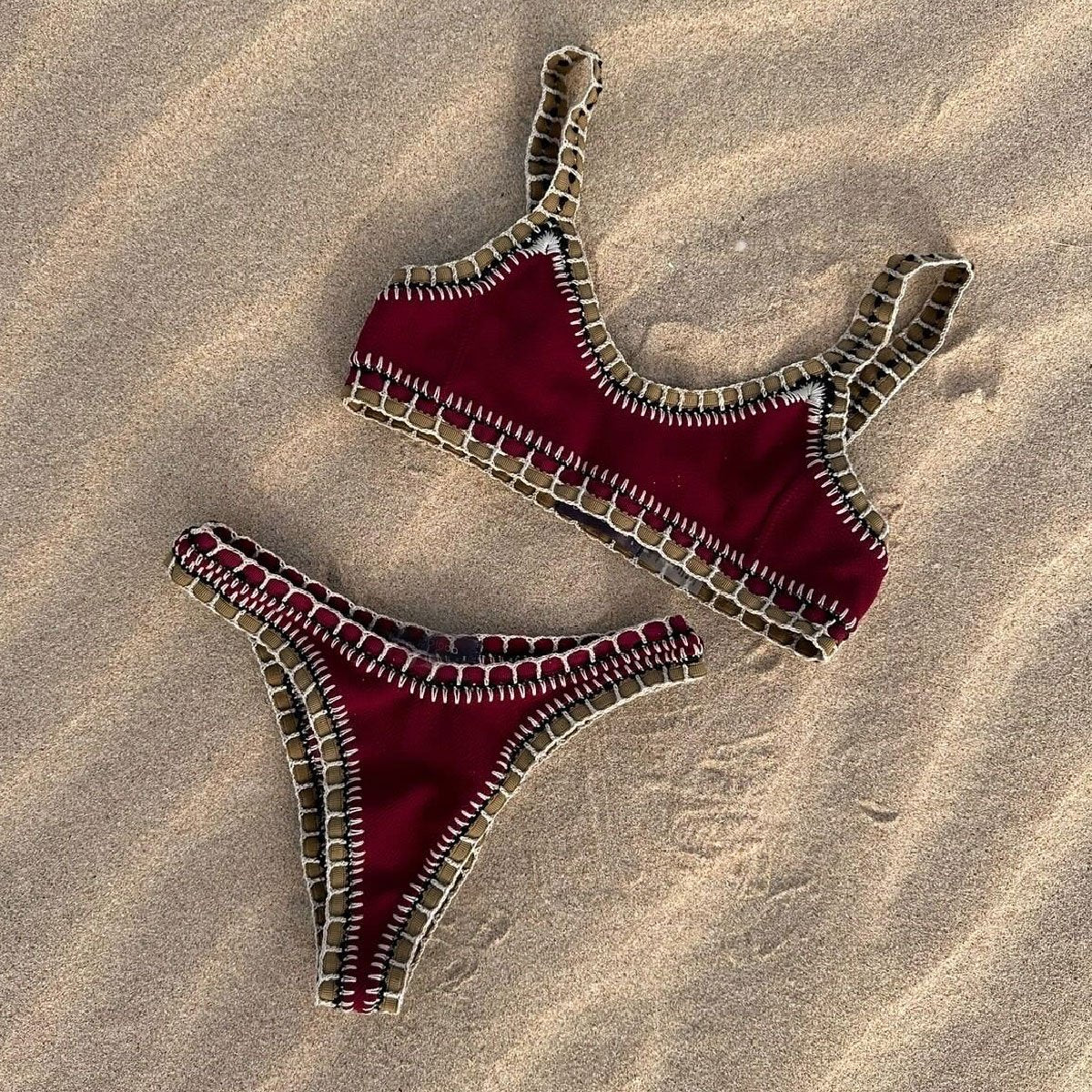 Pink Crochet Bikini 2026 Sexy Women Swimsuit Female Swimwear Micro Bikini Set Bandeau Swimming Suit