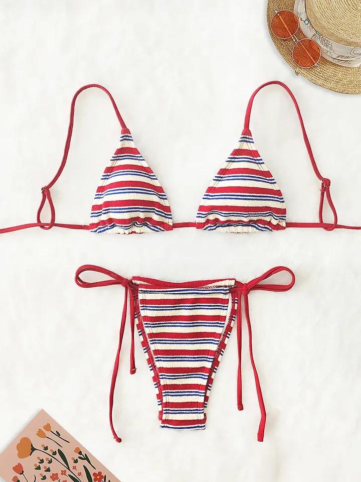 Women's Sexy Push-Up Two-Piece Swimsuit 2026 Bathing Suit Micro Beachwear Stripe Bikini Set Swimwear