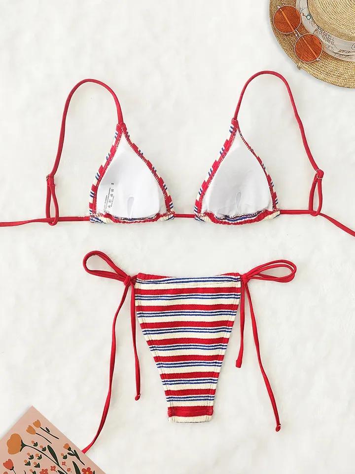 Women's Sexy Push-Up Two-Piece Swimsuit 2026 Bathing Suit Micro Beachwear Stripe Bikini Set Swimwear
