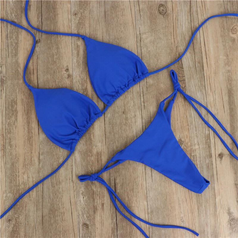 Sexy Women Bikini 2026 New Push-Up Bra Bikini Set Swimsuit For Women Solid Black Red Blue Beachwear