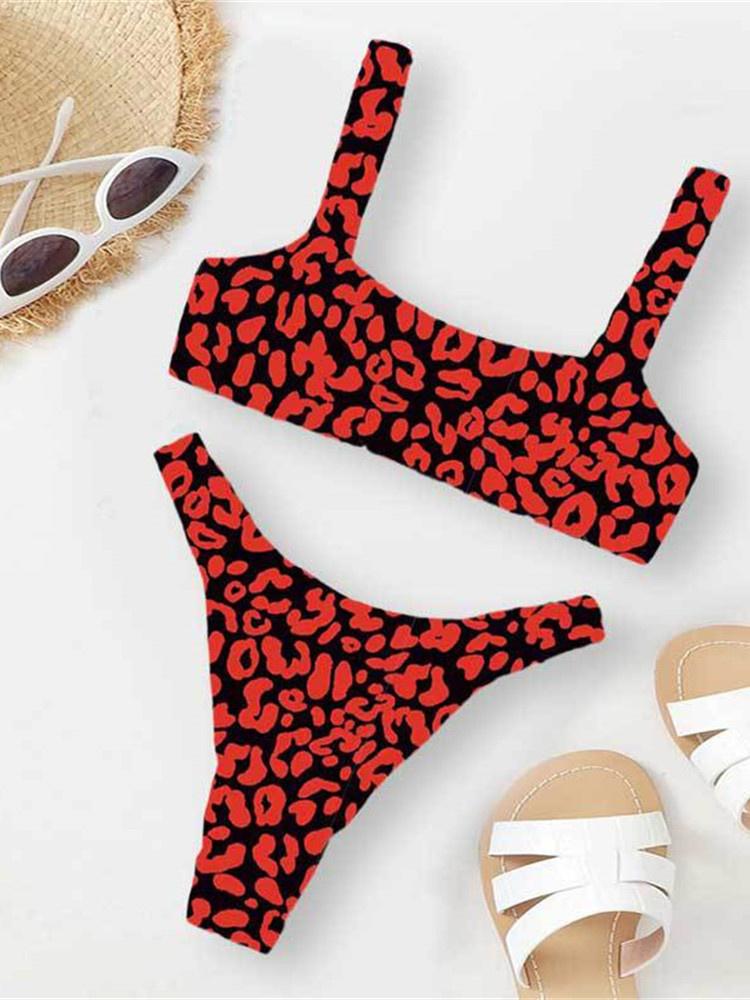 Sexy Micro Bikini 2026 Women Orange Leopard Push Up Padded Thong Swimsuit Female Cut Out Bathing