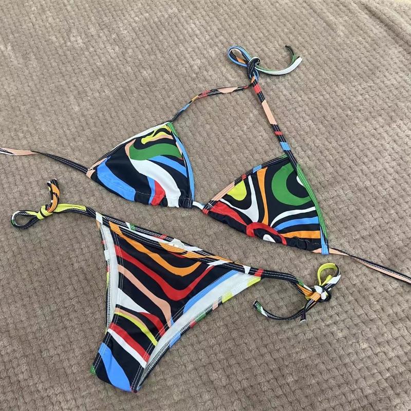 Luxury Design Women's Sexy Small Chest Push-up Kini Set Swimsuit Brand Beach Swimsuit Print