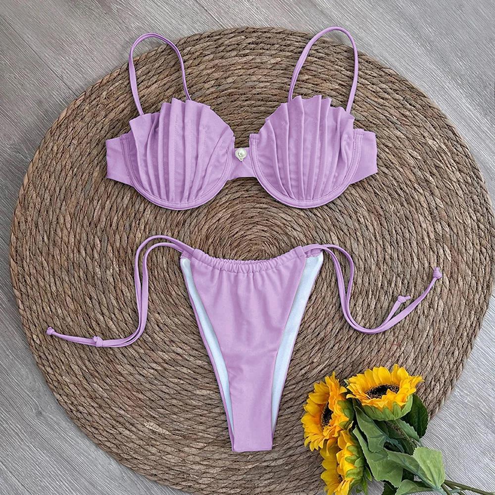 Sexy Shell Micro Bikini 2026 Women Swimsuit Female Swimwear Thong Bikinis Set Brazilian Beach Wear