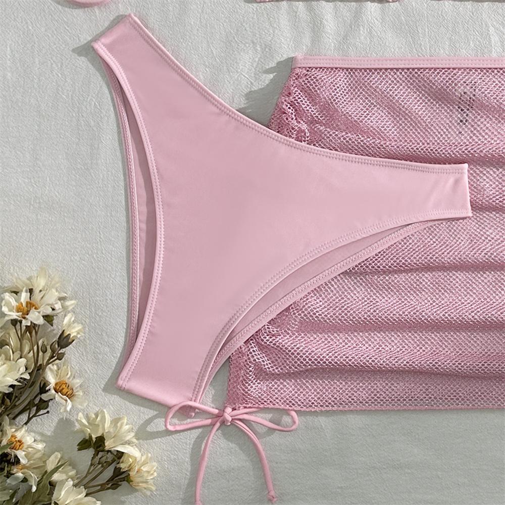 Sexy Pink Bikini Extrem String Backless Swimwear Mesh Skirt Women Push Up Swimsuit Black Y2K Thong