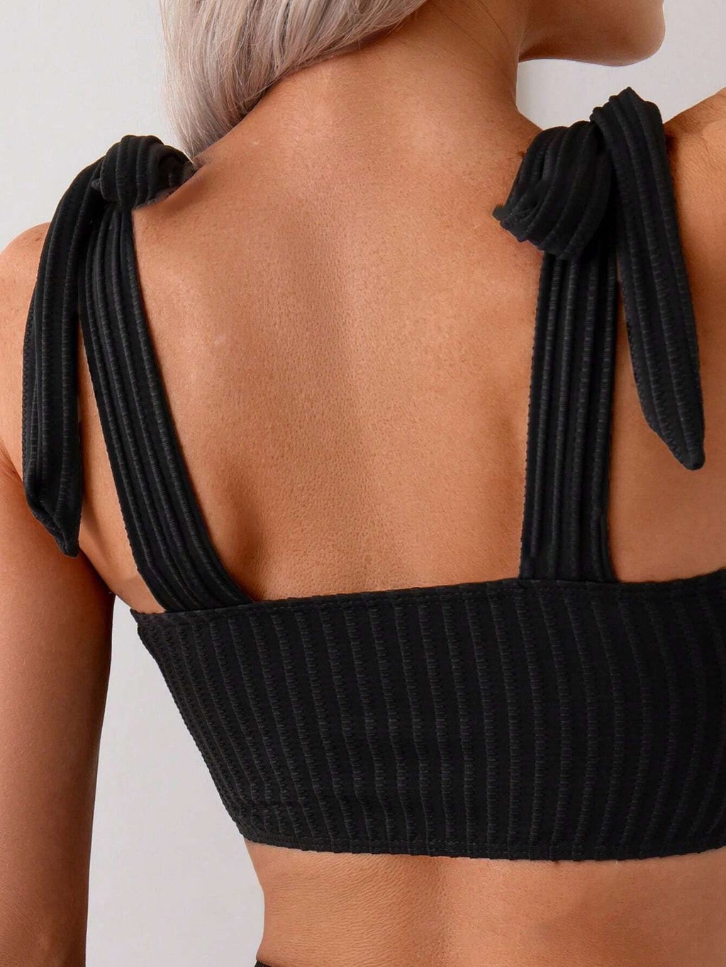 Sexy Black Bikini Set 2026 Women Tie Strap Ribbed Push Up Bra High Waist Swimsuit Summer Holiday