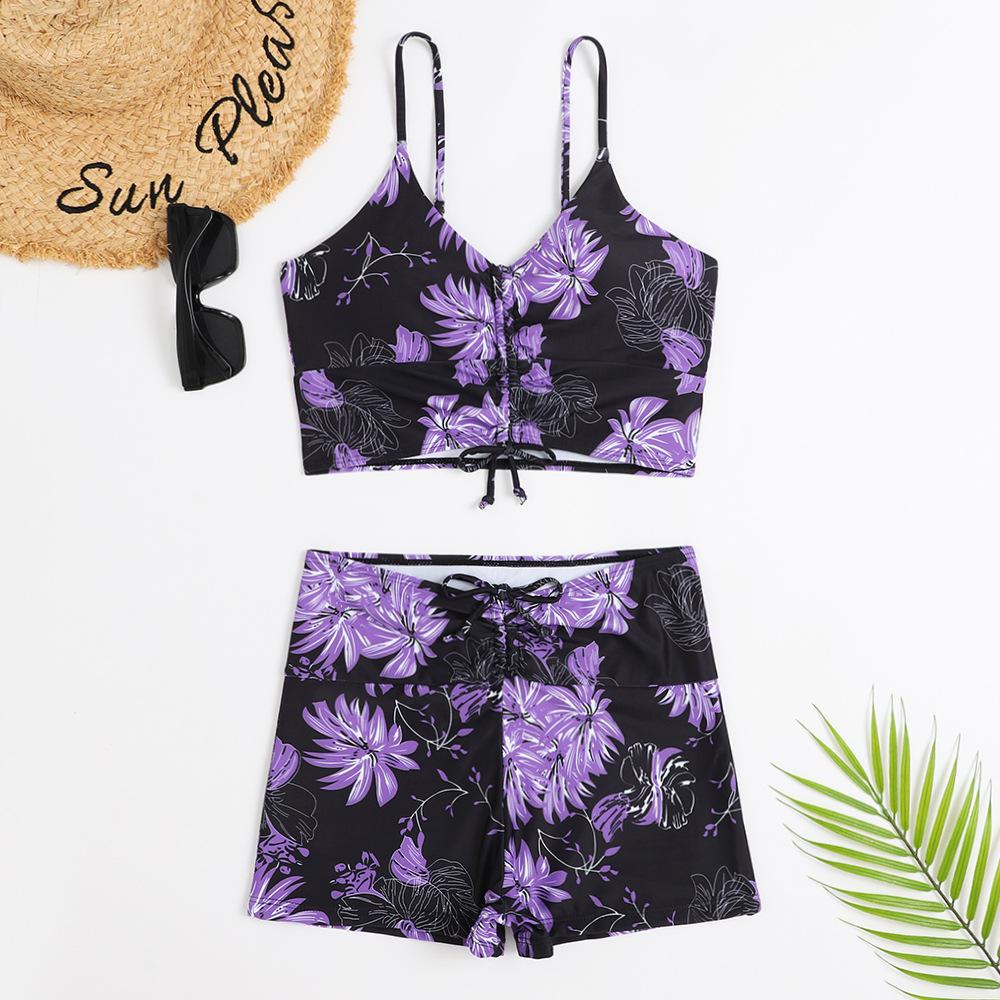 2026 High Waist Bikini Swimsuit Women Push Up Bikini Floral Swimsuit Print Bikini boxers Swimwear