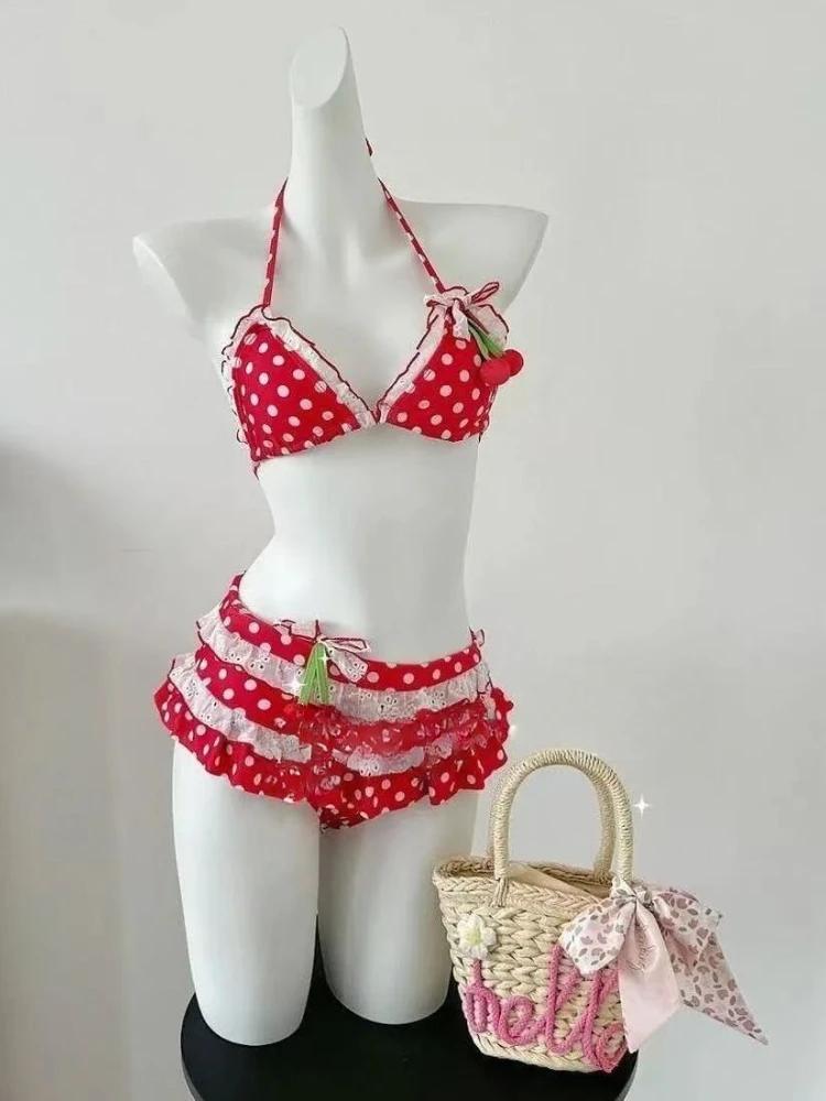Sexy Lace Up Back Two Piece Bikini Set High Cut Leg Push Up Tops Stylish Swimwear Beach Bathing Suit