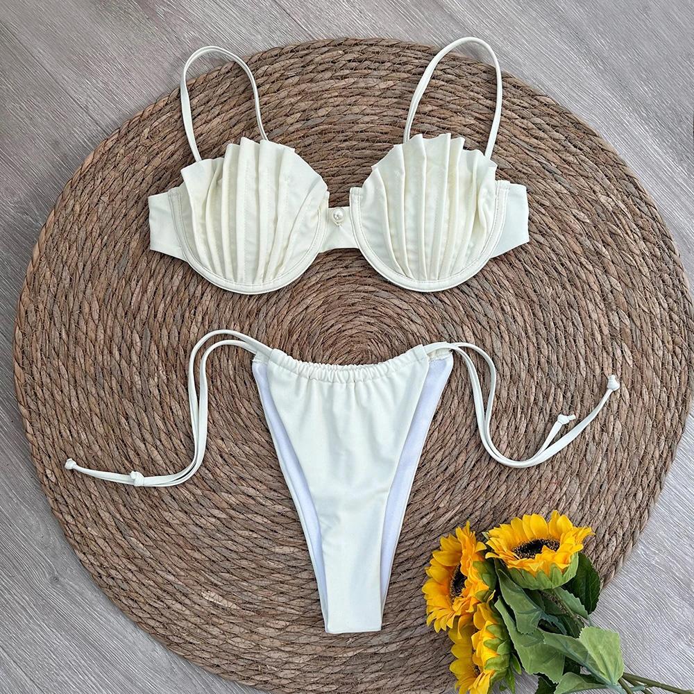 Sexy Shell Micro Bikini 2026 Women Swimsuit Female Swimwear Thong Bikinis Set Brazilian Beach Wear