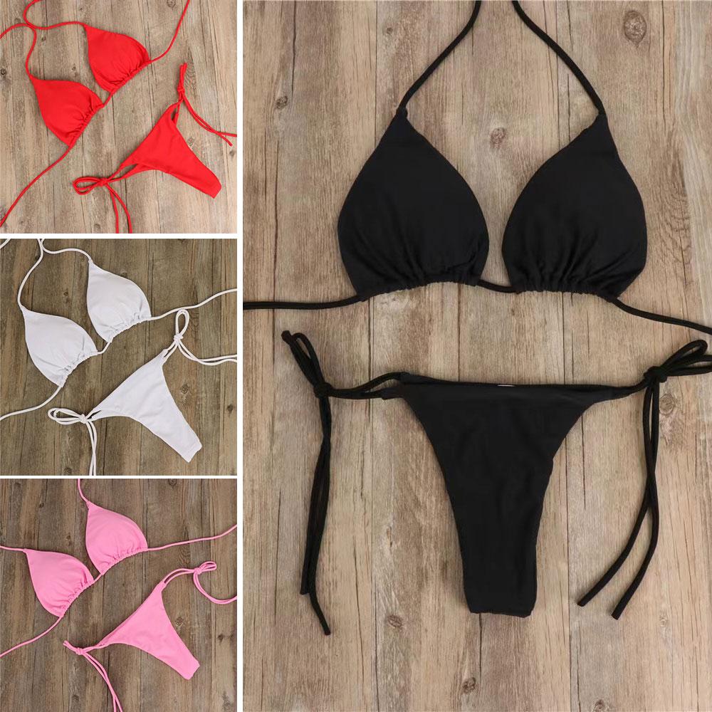 Summer Swimsuit Women Sexy Bikini Set Push-up Padded Bra Thong Two Pieces Swimwear Beachwear Bathing