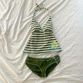 2 Piece Women's Summer Beach Bikini Set Sexy Slim Chic Floral Print Halter Neck Swimsuit Set 2000s