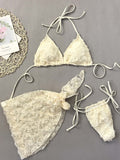 Bikini Bodysuit Swimwear Women With Skirt Bathing Suit Summer New Ruffle Splice Print Beachwear