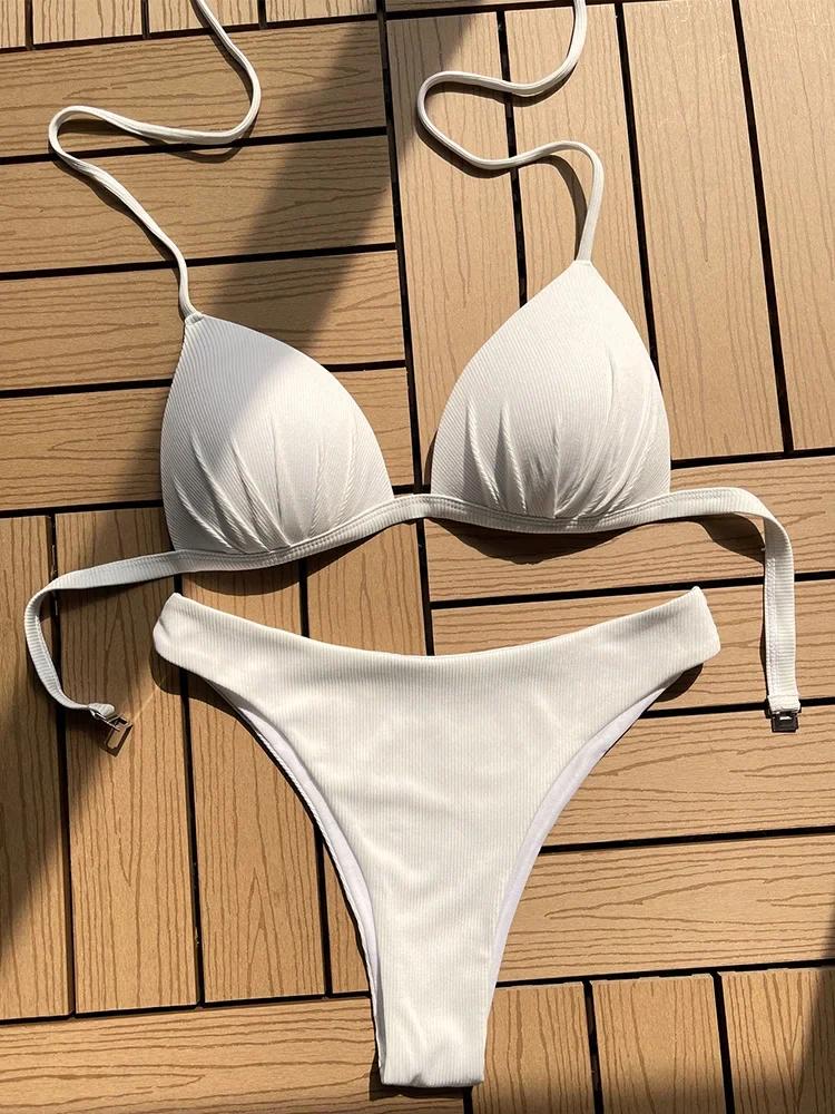 2026 Halter Bra Cup Bikini Women Swimsuit Female Push Up Swimwear Two Pieces Bikini Set Brazilian
