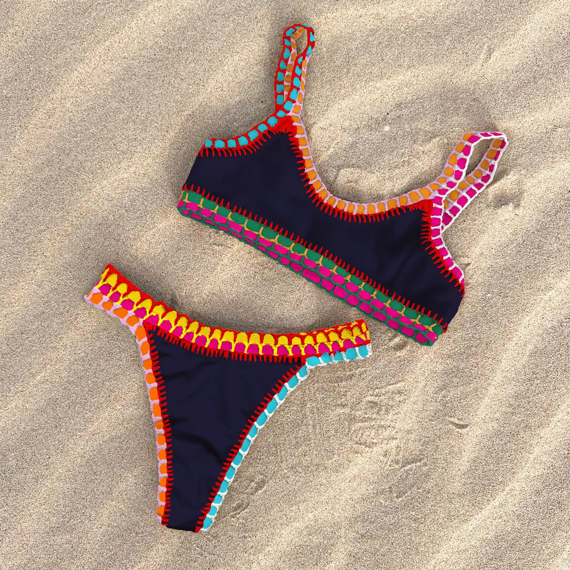 Pink Crochet Bikini 2026 Sexy Women Swimsuit Female Swimwear Micro Bikini Set Bandeau Swimming Suit