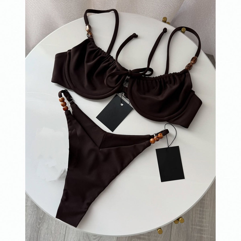Push Up Bikinis 2026 Sexy Women Swimsuit Swimwear Female Bikini Set Beads Biquini Bathing Suit Dot